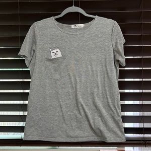 Hidden cat flipping you off in pocket t-shirt